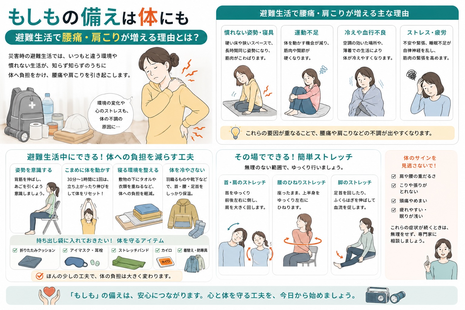 災害時の備えは体にも