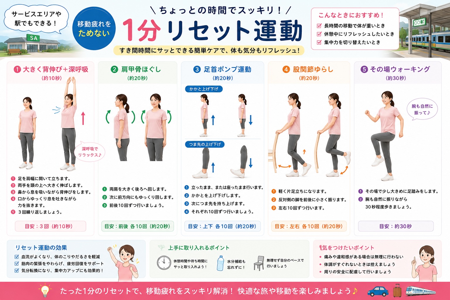 長時間の移動のケア