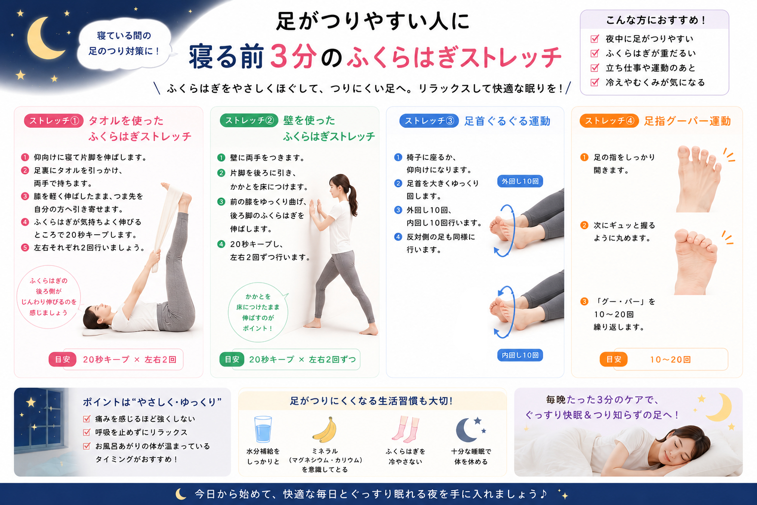 足が攣りやすい人